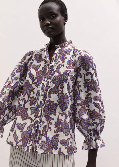 Cream Floral Print Blouse | ME+EM Clothing