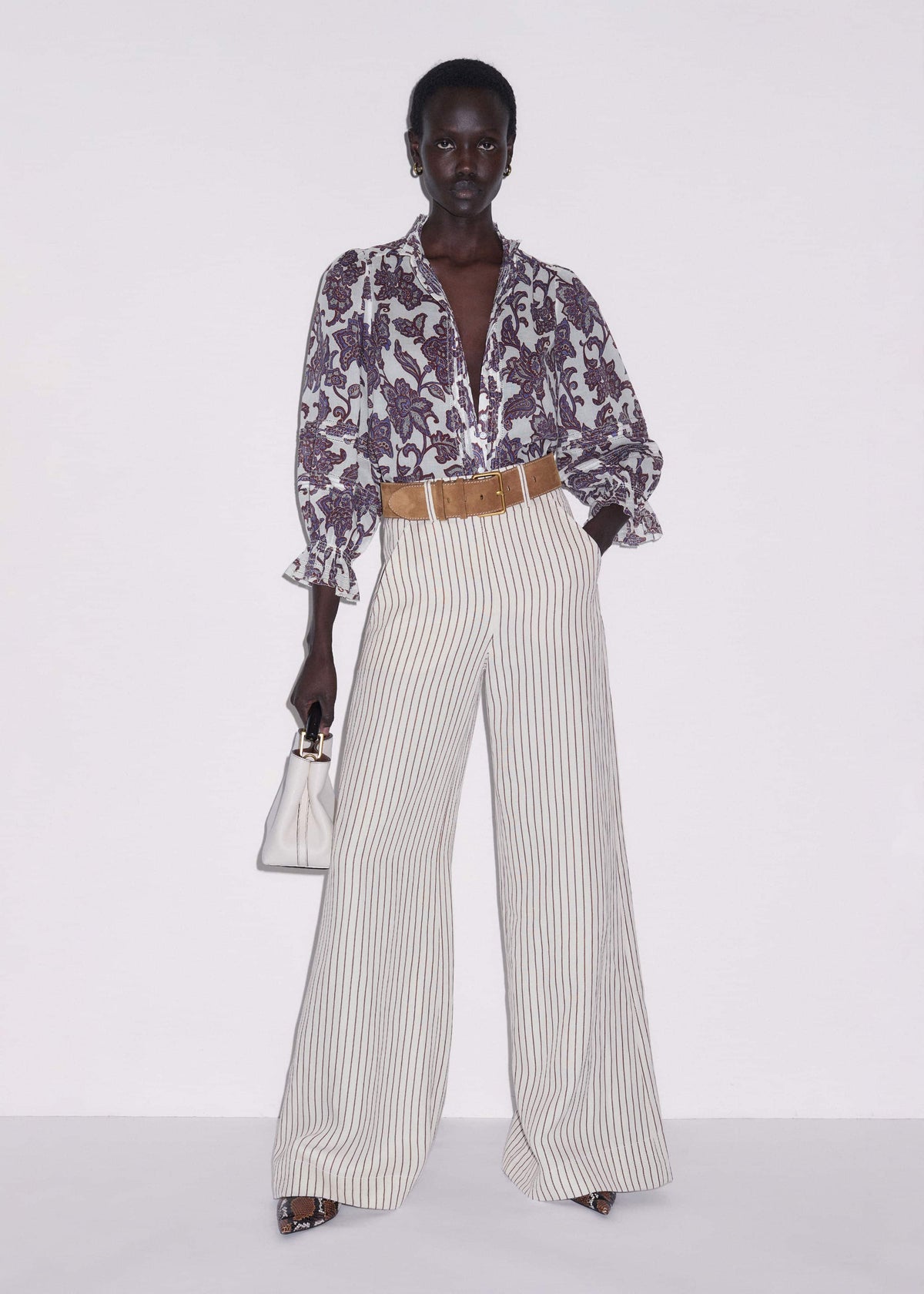 Cream Floral Print Blouse | ME+EM Clothing