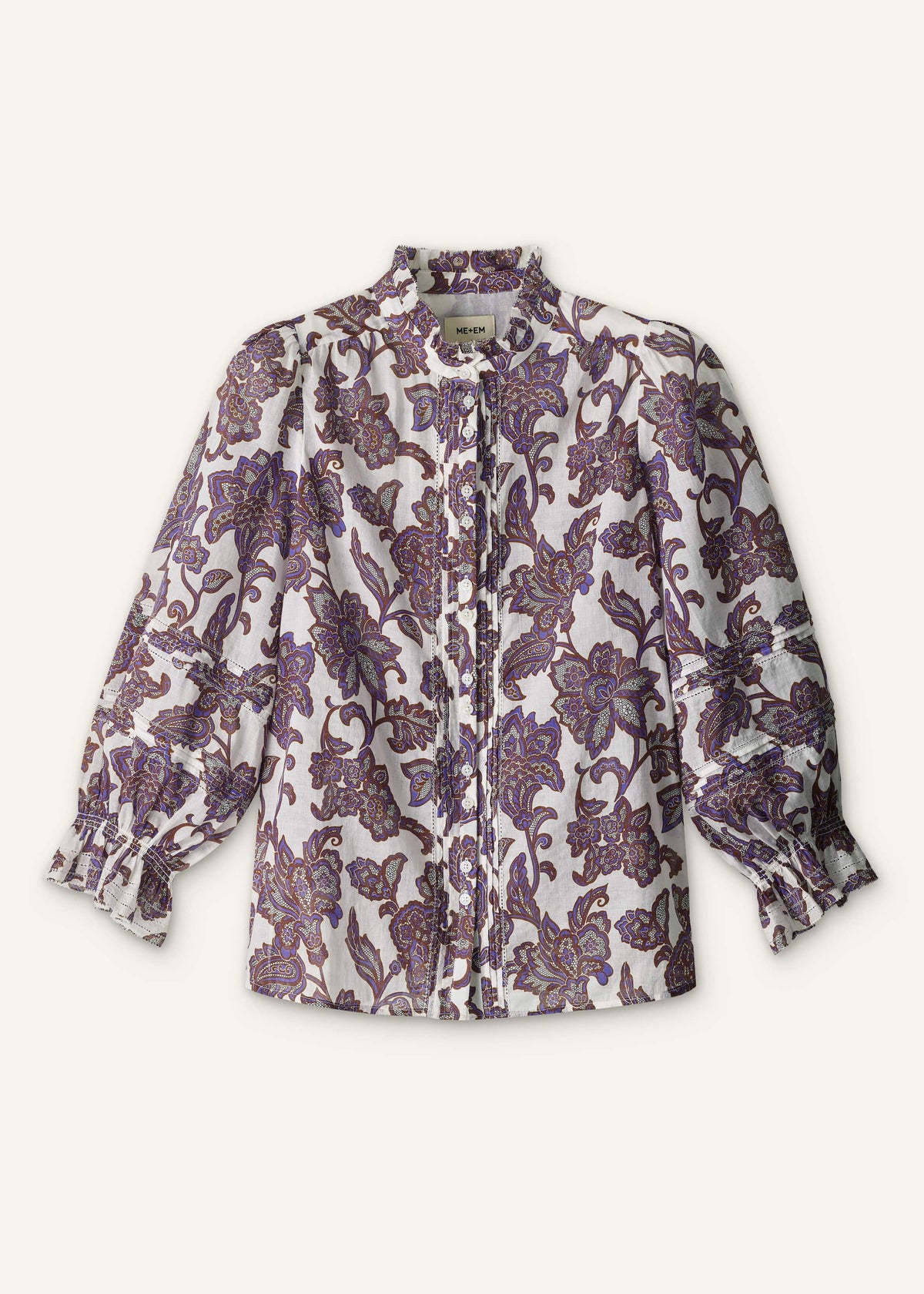 Cream Floral Print Blouse | ME+EM Clothing