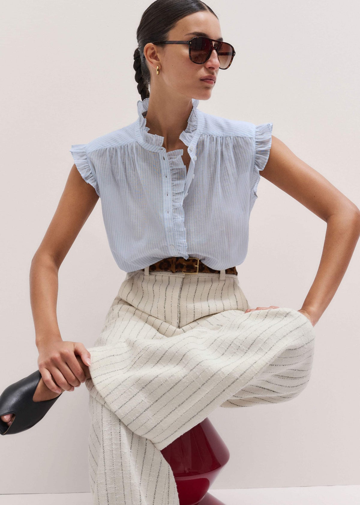 ME+EM's Blue Soft Stripe Blouse | ME+EM Clothing