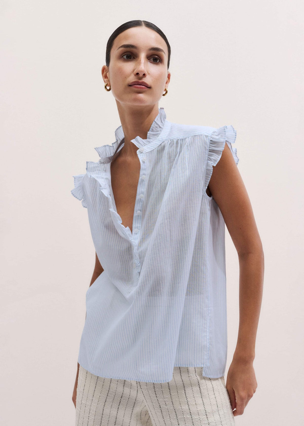 ME+EM's Blue Soft Stripe Blouse | ME+EM Clothing
