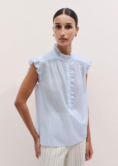 ME+EM's Blue Soft Stripe Blouse | ME+EM Clothing