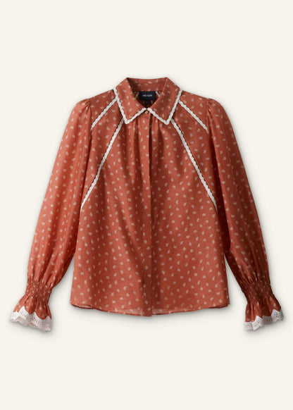Orange Spaced Paisley Motif Print Blouse | ME+EM Clothing