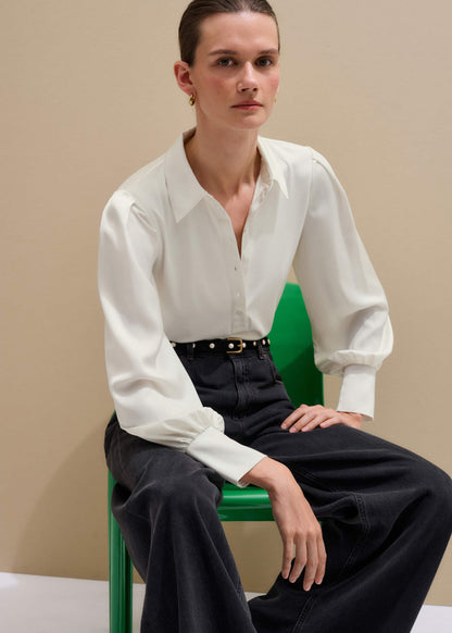 Cream Fluid Sleeve Layering Blouse | ME+EM Clothing