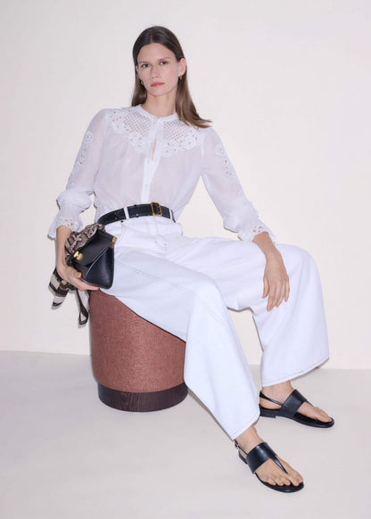 White Floral Embroidery Blouse | ME+EM Clothing