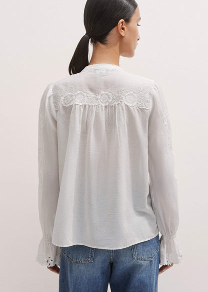 White Floral Embroidery Blouse | ME+EM Clothing