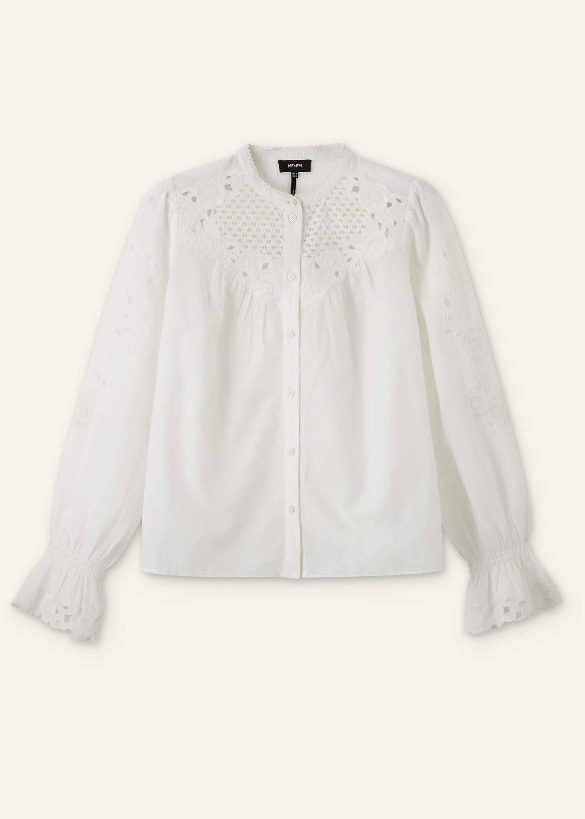 White Floral Embroidery Blouse | ME+EM Clothing