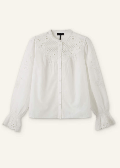 White Floral Embroidery Blouse | ME+EM Clothing