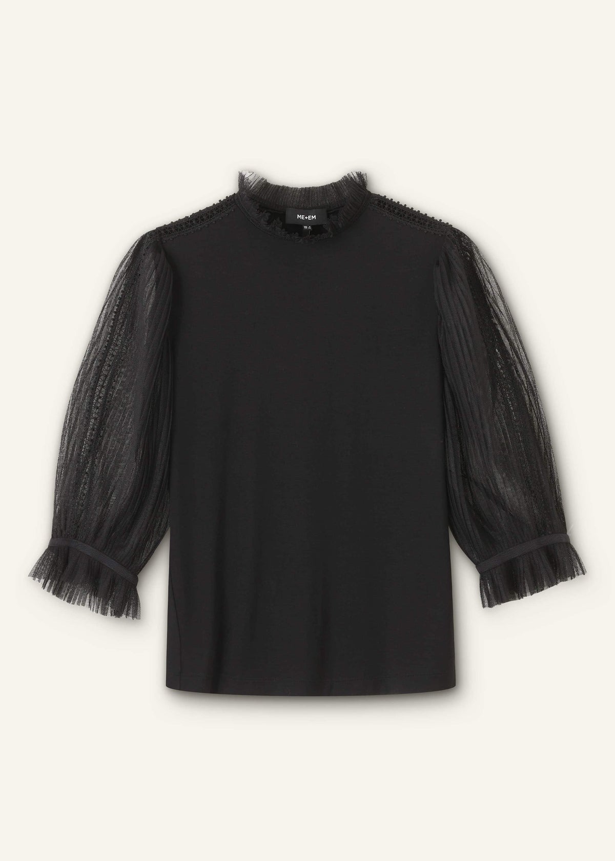 Black Lace Insert Tulle Layering Blouse | ME+EM Clothing