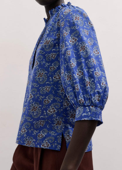 Blue Paisley Print Straight Blouse | ME+EM Clothing