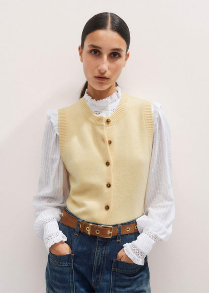 White Cotton + Lace Trim Blouse | ME+EM Clothing