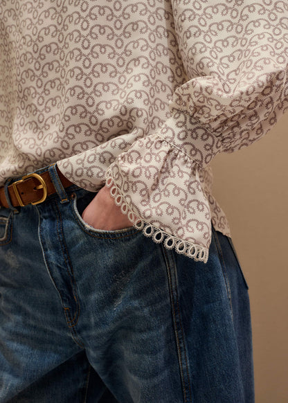 Cream Silk Delicate Cowl Neck Blouse | ME+EM Clothing