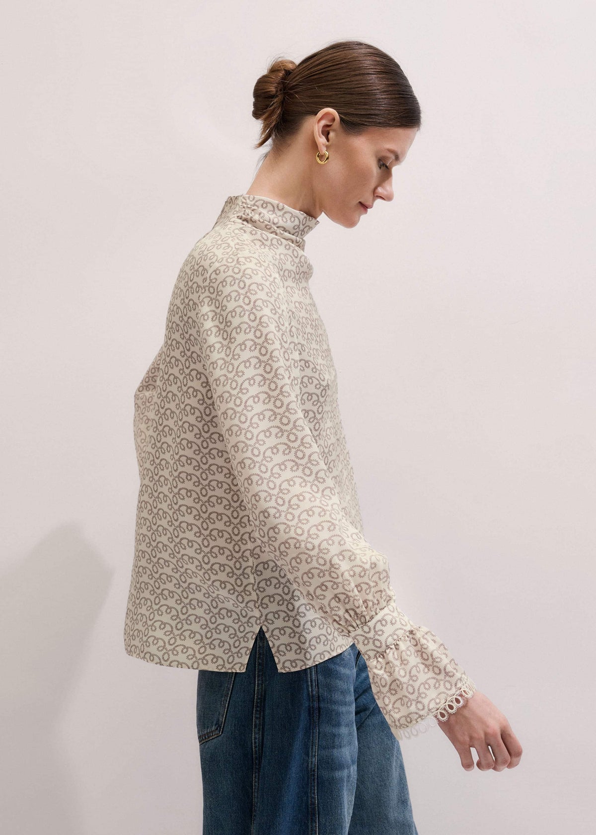 Cream Silk Delicate Cowl Neck Blouse | ME+EM Clothing