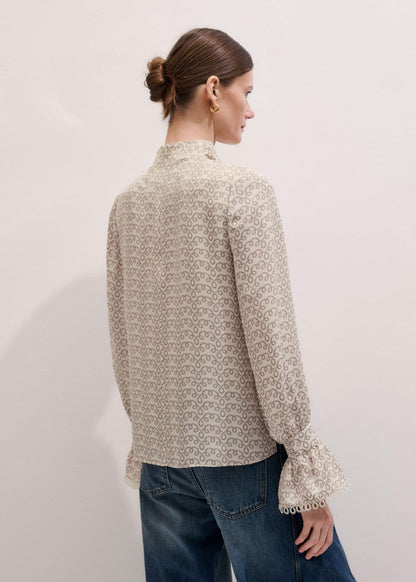 Cream Silk Delicate Cowl Neck Blouse | ME+EM Clothing
