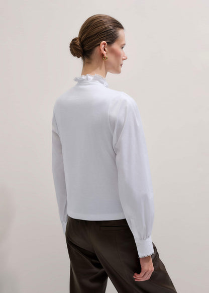 White Frill Neck Layering Blouse | ME+EM Clothing