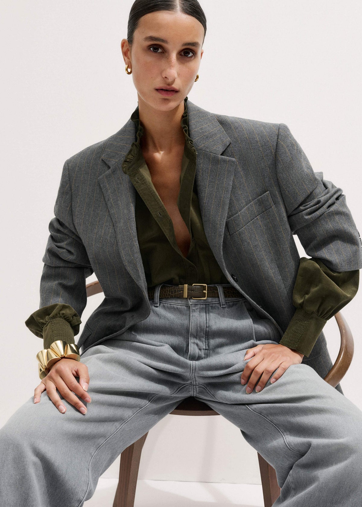 Olive Green Winter Blouse | ME+EM Clothing