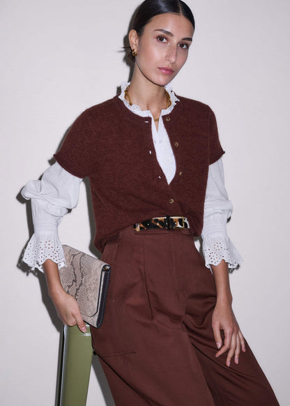 White Cotton Voile Broderie Layering Blouse | ME+EM Clothing