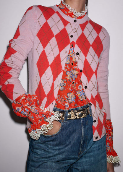 Orange Ornate Floral Paisley Print Blouse | ME+EM Clothing