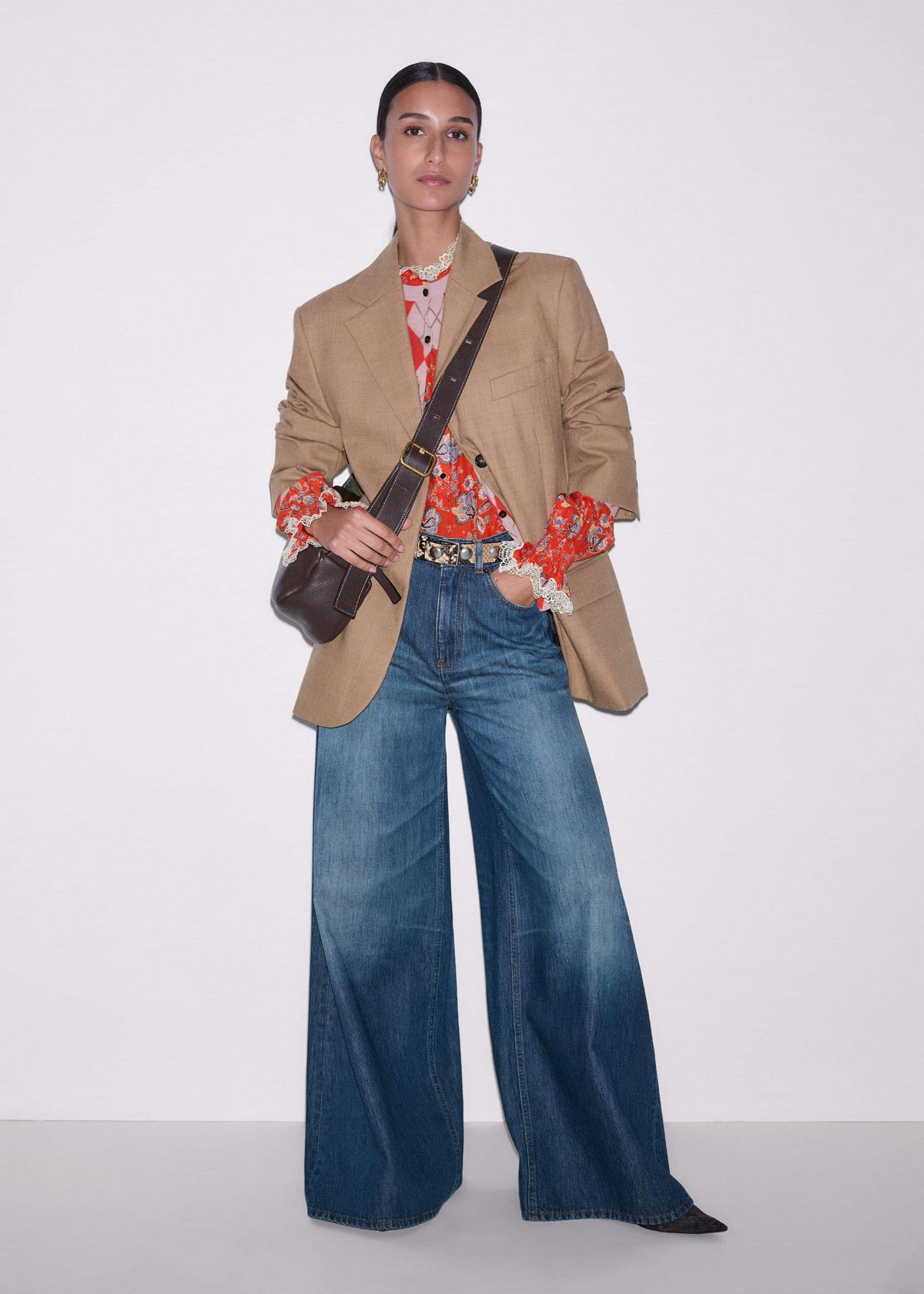 Orange Ornate Floral Paisley Print Blouse | ME+EM Clothing