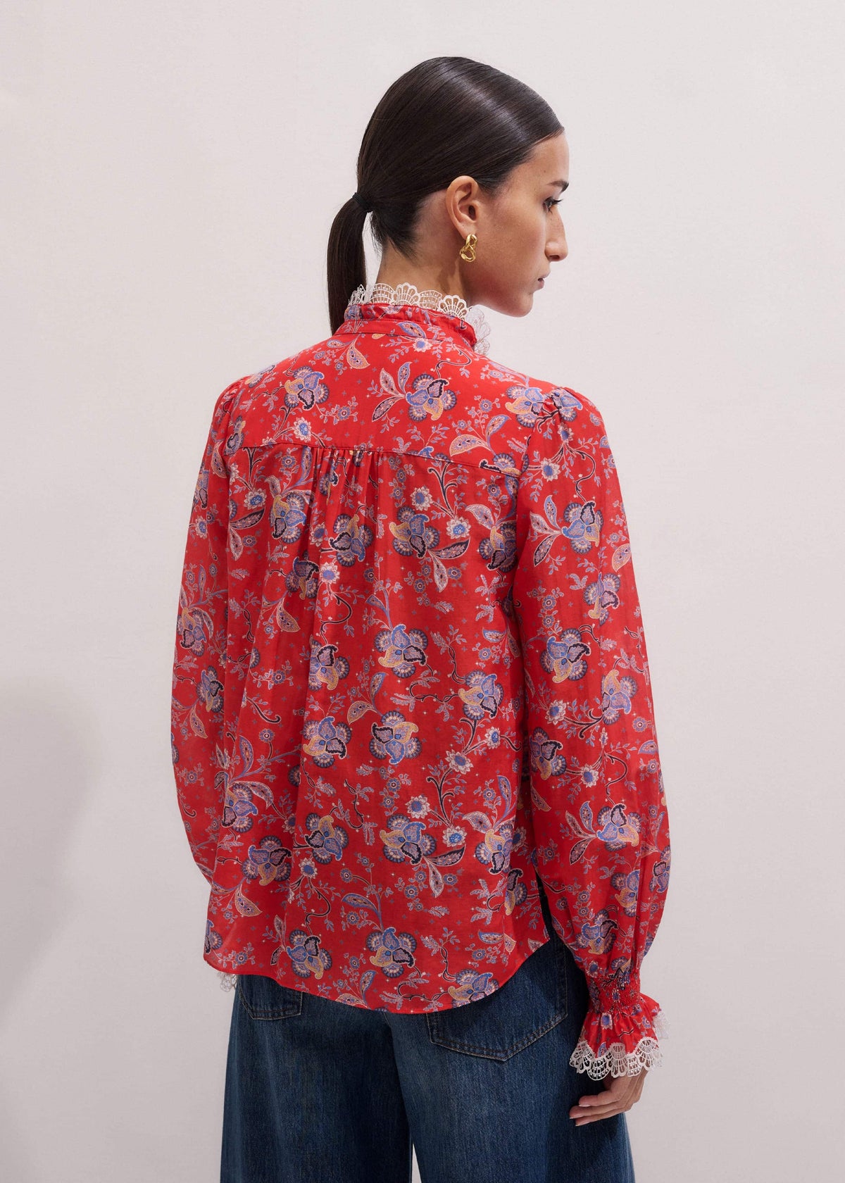 Orange Ornate Floral Paisley Print Blouse | ME+EM Clothing