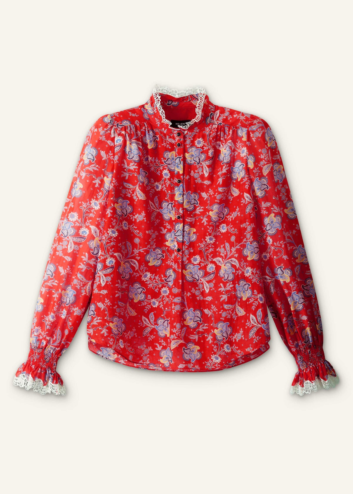 Orange Ornate Floral Paisley Print Blouse | ME+EM Clothing