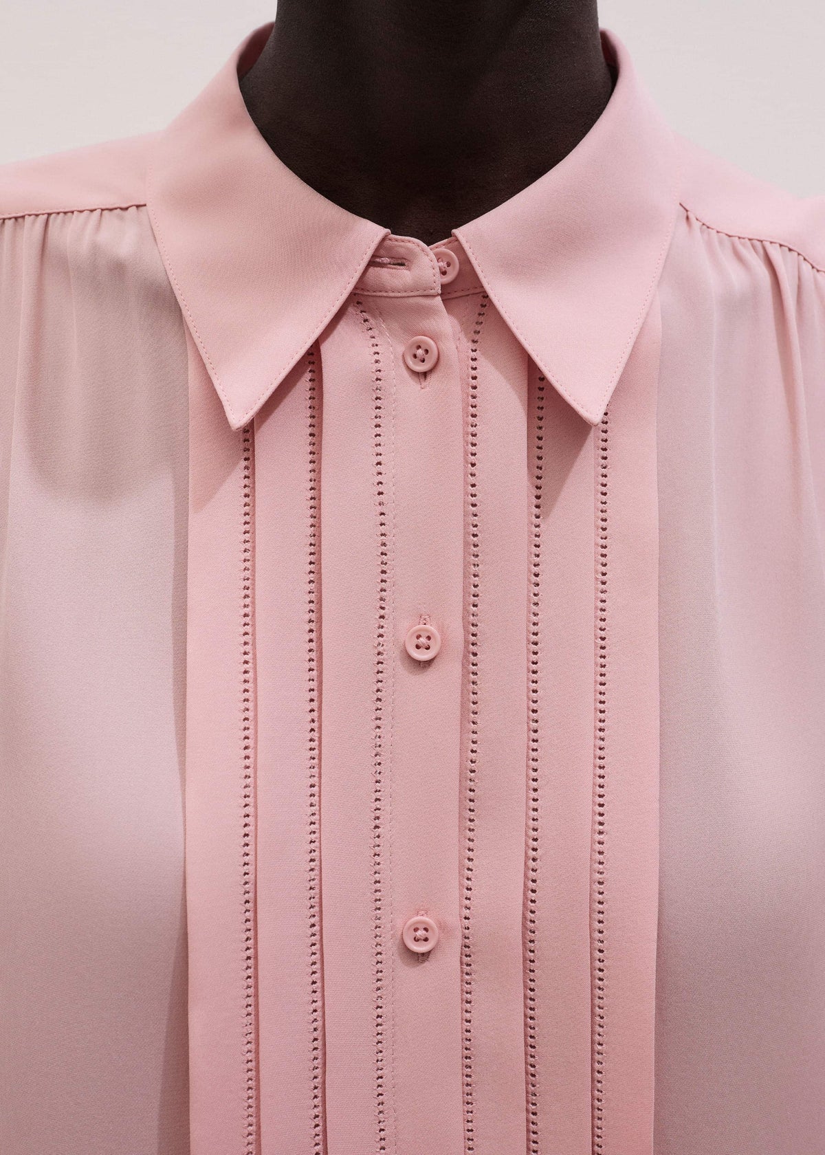 Pink Silk Feminine Embroidered Fluid Straight Blouse | ME+EM Clothing