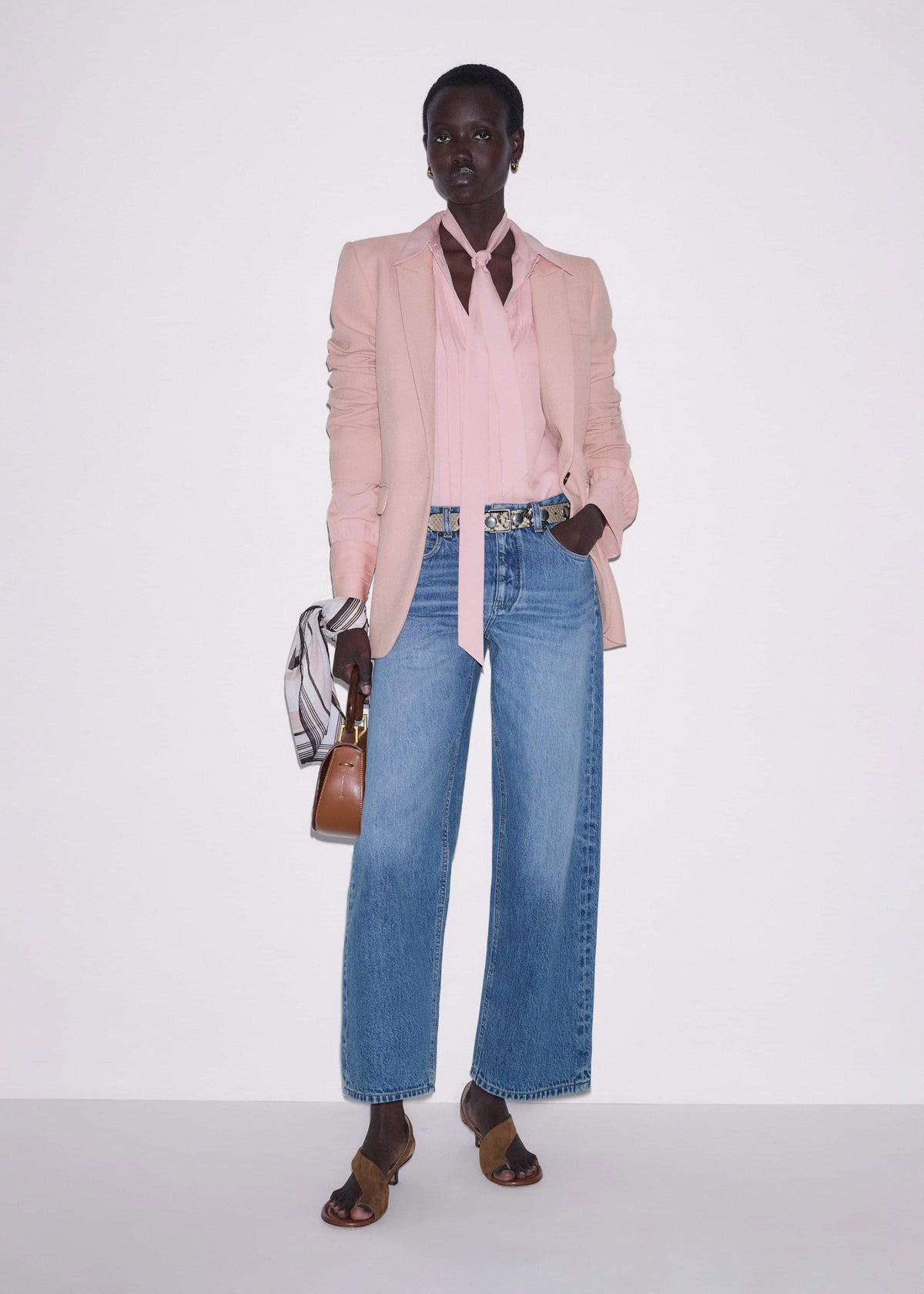 Pink Silk Feminine Embroidered Fluid Straight Blouse | ME+EM Clothing