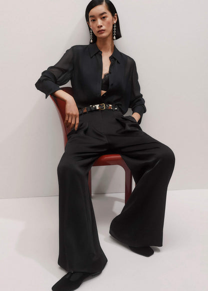 Black Sheer Silk Evening Blouse | ME+EM Clothing