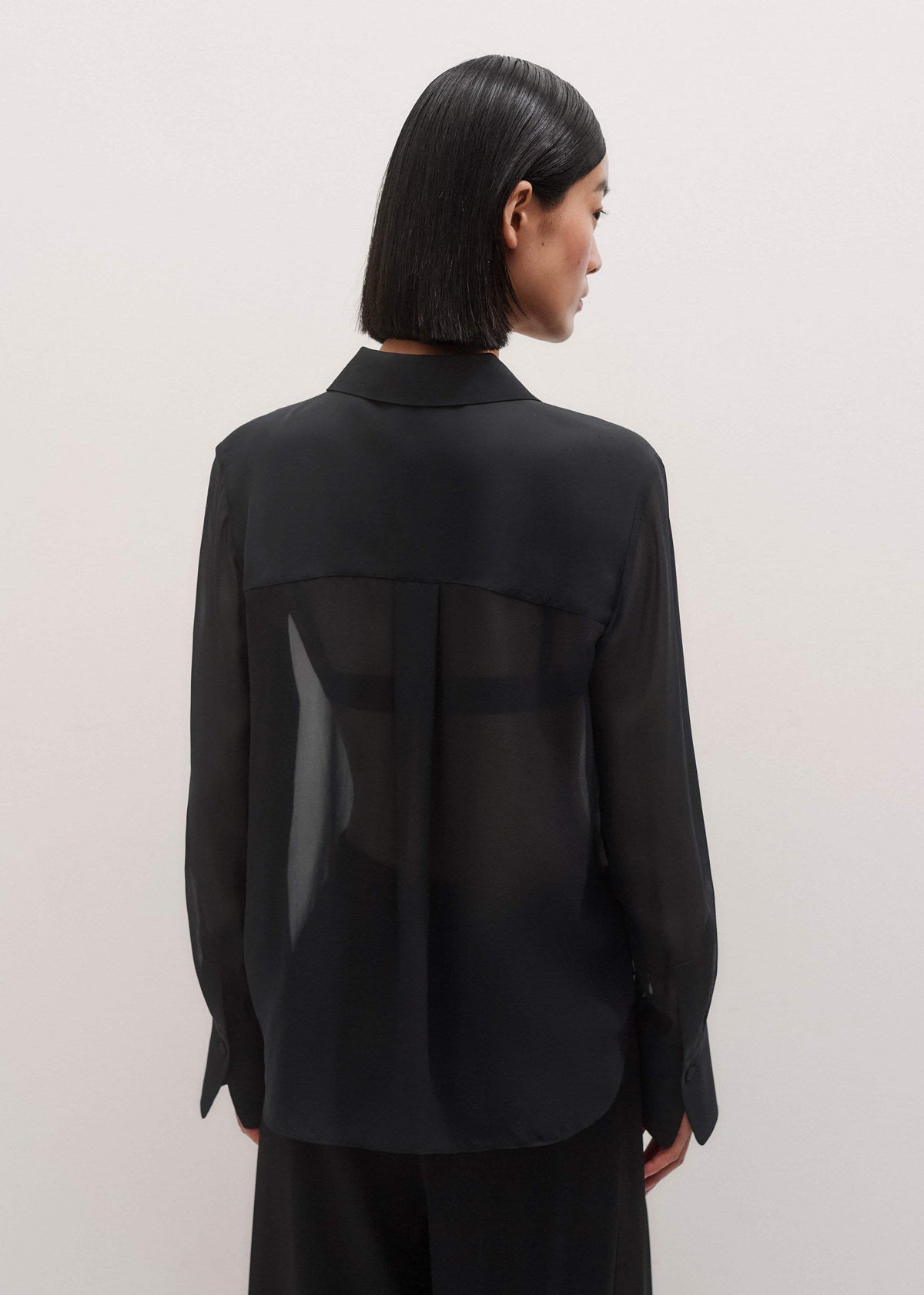 Black Sheer Silk Evening Blouse | ME+EM Clothing