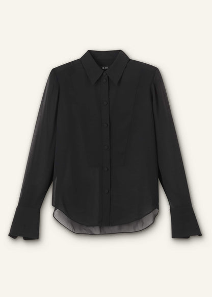 Black Sheer Silk Evening Blouse | ME+EM Clothing