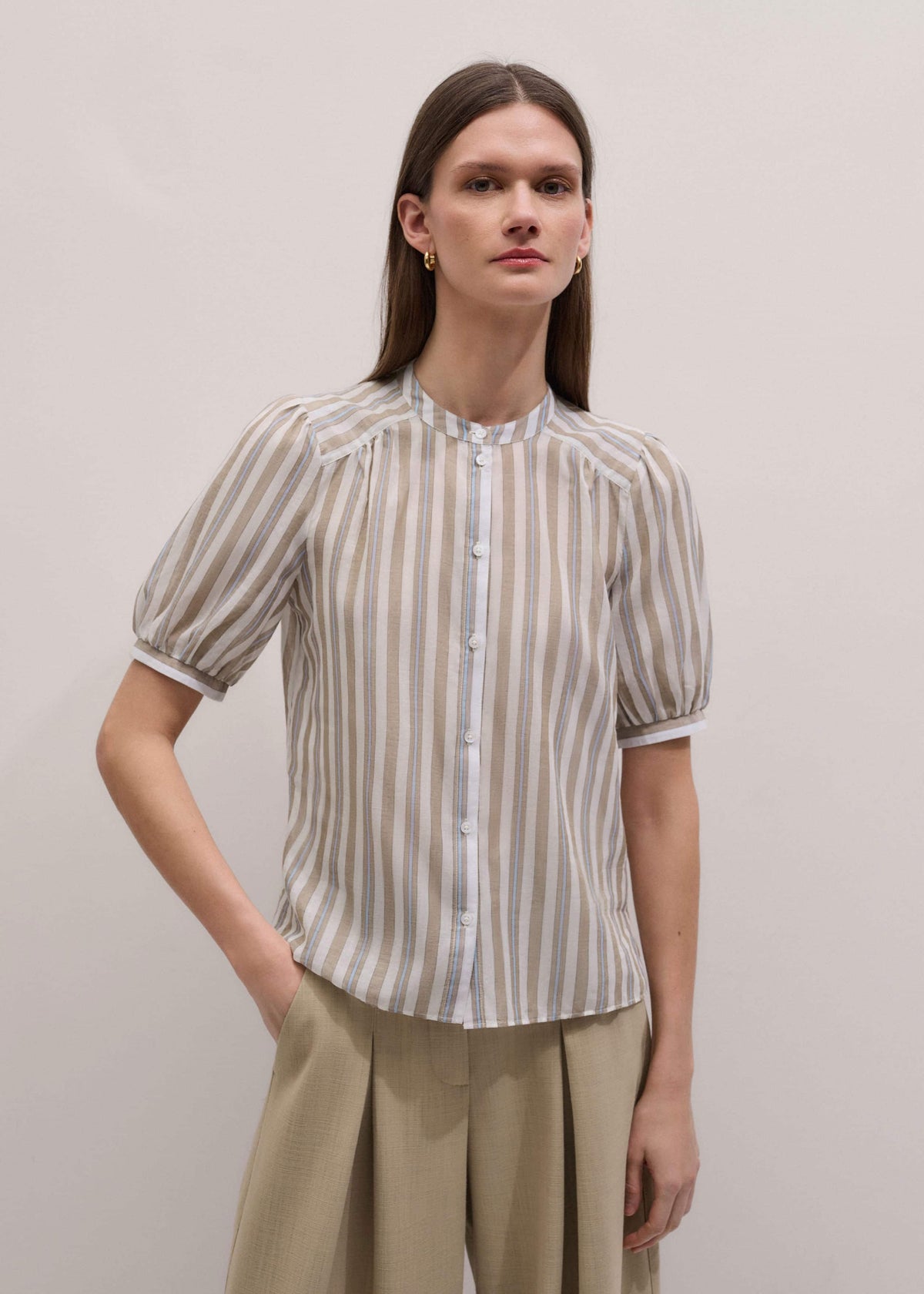 Brown Stripe Blouse + Tie | ME+EM Clothing