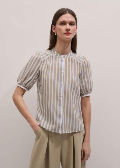 Brown Stripe Blouse + Tie | ME+EM Clothing