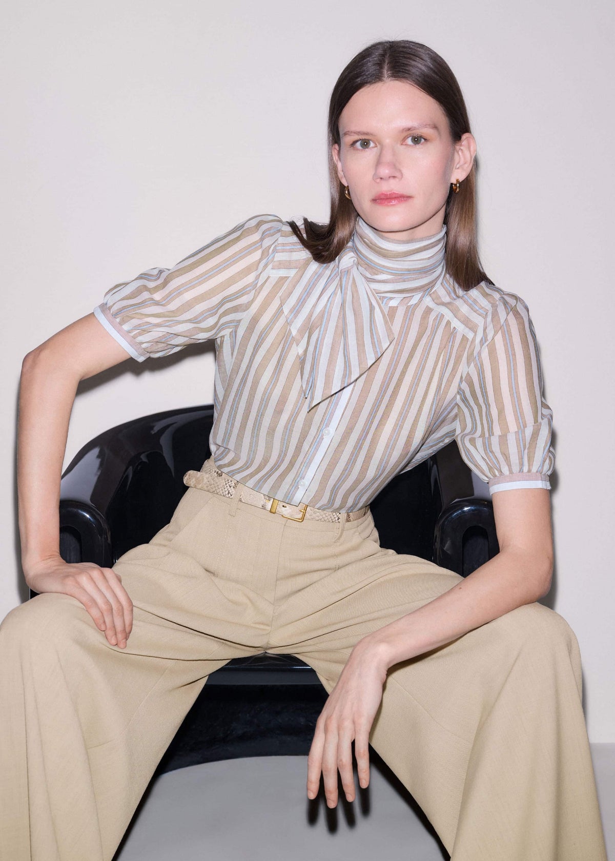 Brown Stripe Blouse + Tie | ME+EM Clothing