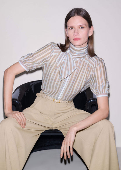 Brown Stripe Blouse + Tie | ME+EM Clothing