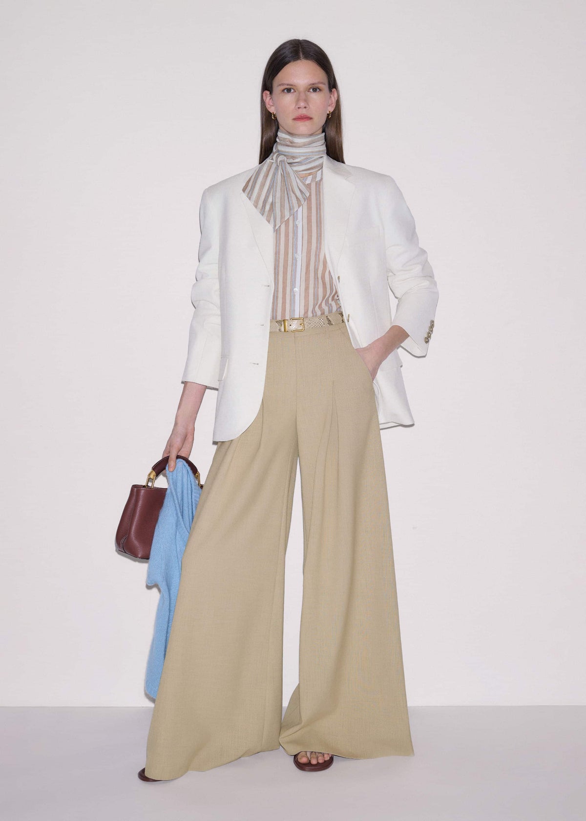 Brown Stripe Blouse + Tie | ME+EM Clothing