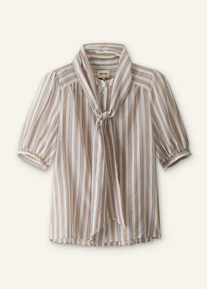 Brown Stripe Blouse + Tie | ME+EM Clothing