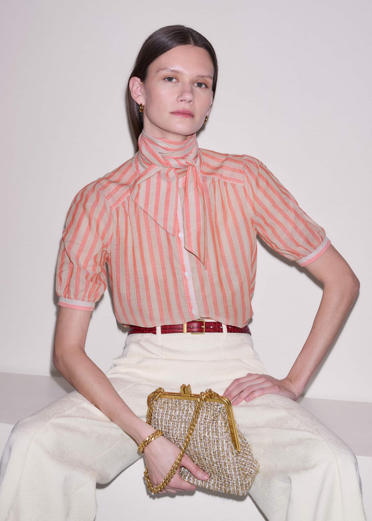 Orange Stripe Blouse + Tie | ME+EM Clothing