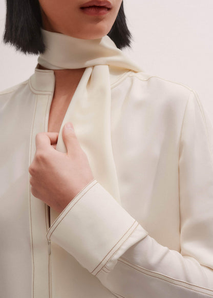 Cream High Neck Blouse + Tie | ME+EM Clothing