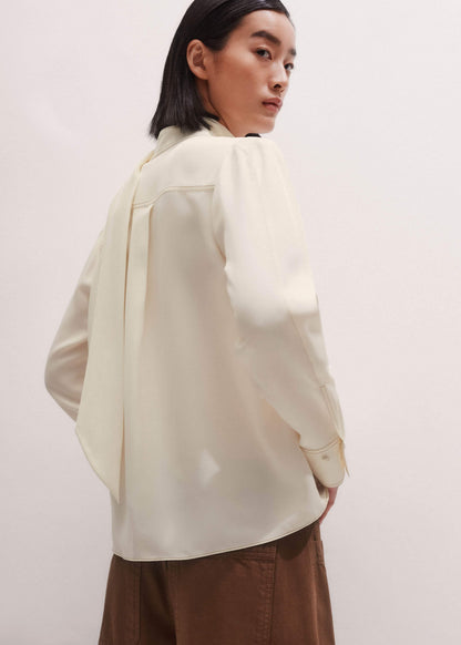 Cream High Neck Blouse + Tie | ME+EM Clothing