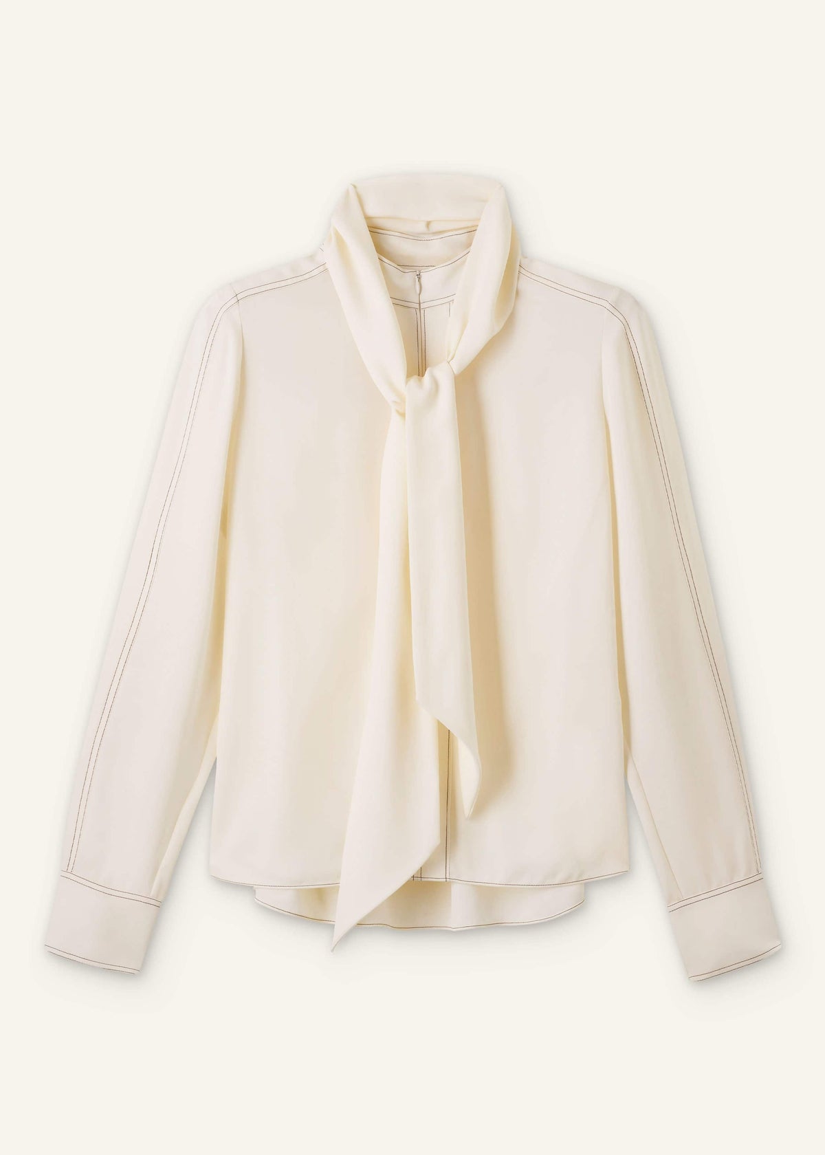 Cream High Neck Blouse + Tie | ME+EM Clothing