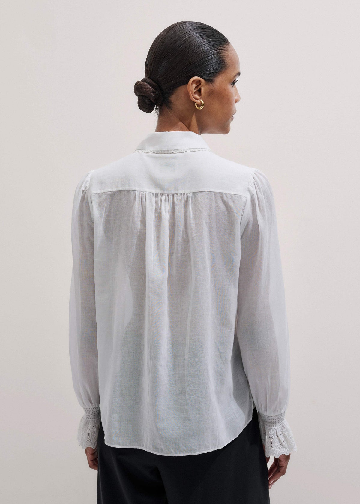 White Intricate Embroidery Blouse | ME+EM Clothing