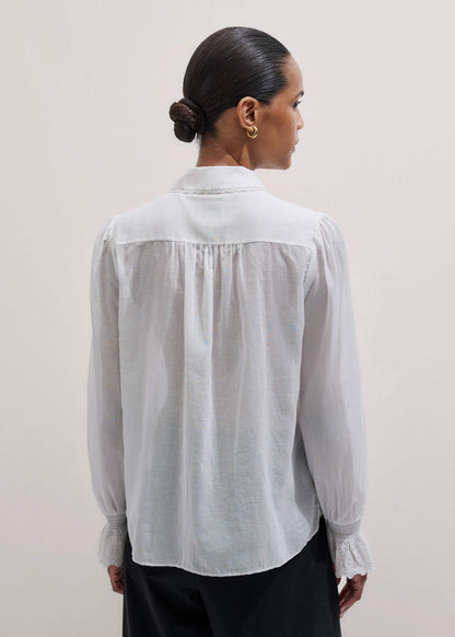 White Intricate Embroidery Blouse | ME+EM Clothing