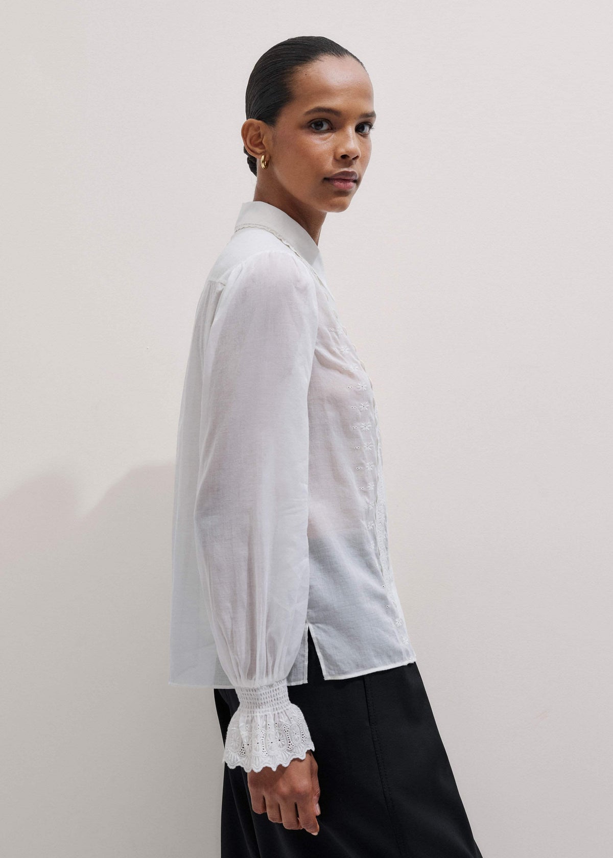 White Intricate Embroidery Blouse | ME+EM Clothing