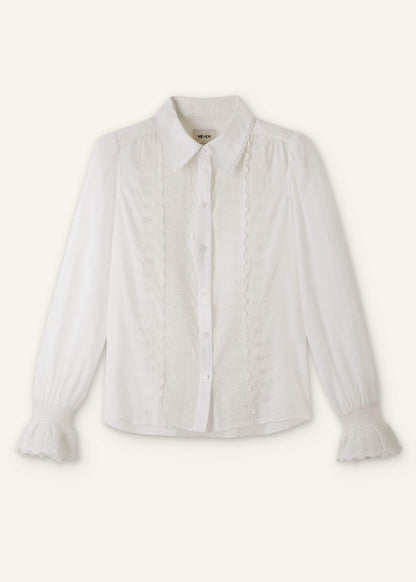 White Intricate Embroidery Blouse | ME+EM Clothing