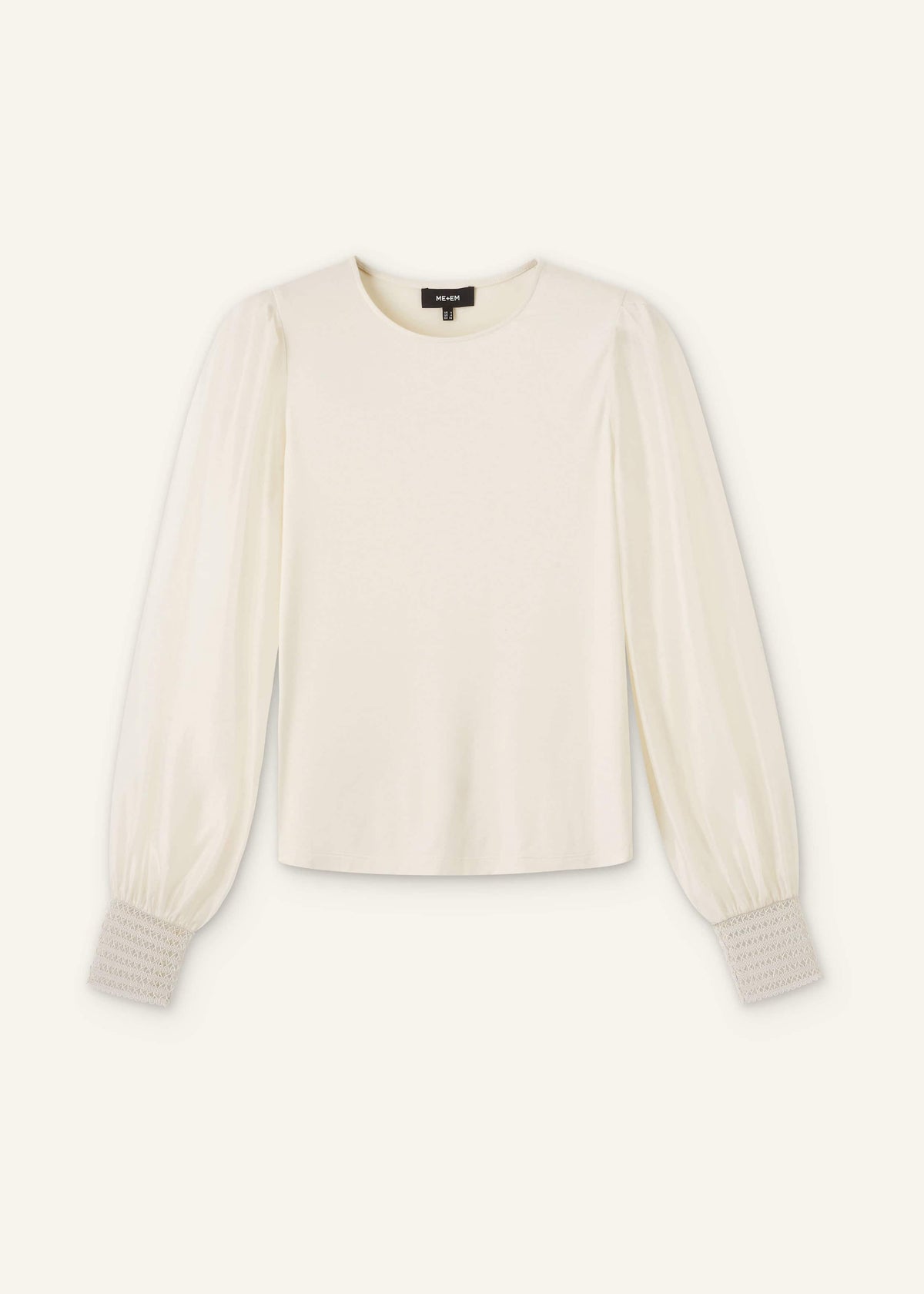 Cream Sheer Mixed Media Layering Blouse | ME+EM Clothing