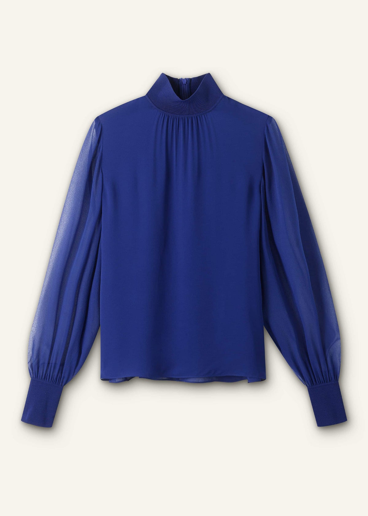 Blue Silk Chic Rib Straight Blouse | ME+EM Clothing