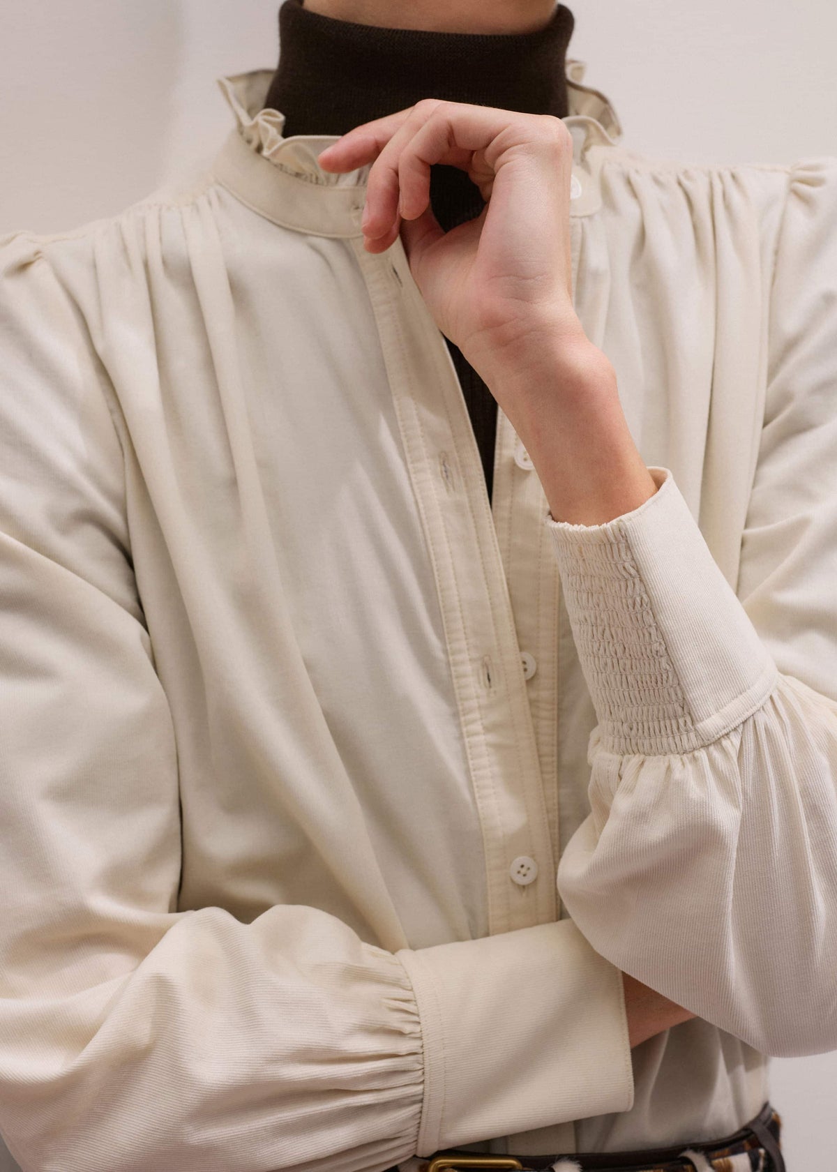 Cream Super Soft Micro Cord Blouse | ME+EM Clothing