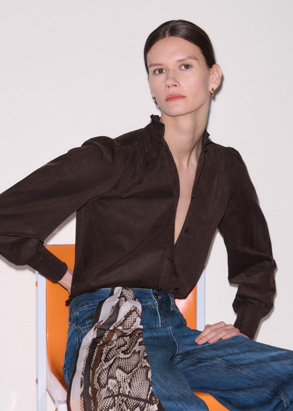 Brown Super Soft Micro Cord Blouse | ME+EM Clothing