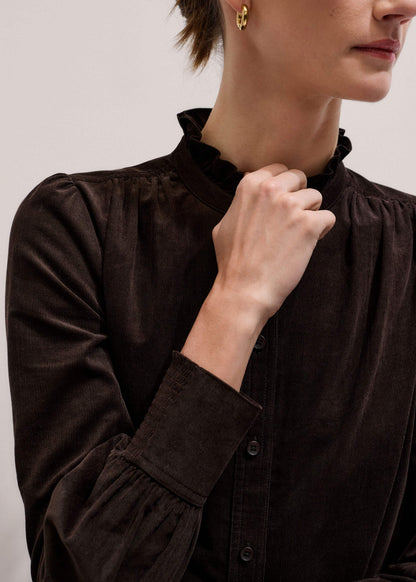 Brown Super Soft Micro Cord Blouse | ME+EM Clothing