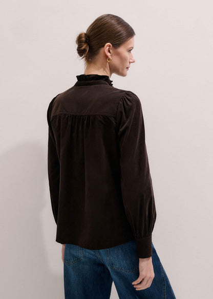 Brown Super Soft Micro Cord Blouse | ME+EM Clothing